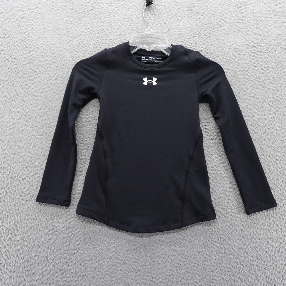Under Armour Girls ColdGear Long Sleeve Crew Fitted Base Layer Black YXS NEW